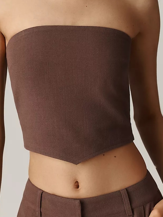 Anthropologie Tops - anthropologie 4th and reckless liene blend strapless crop top- Brown
